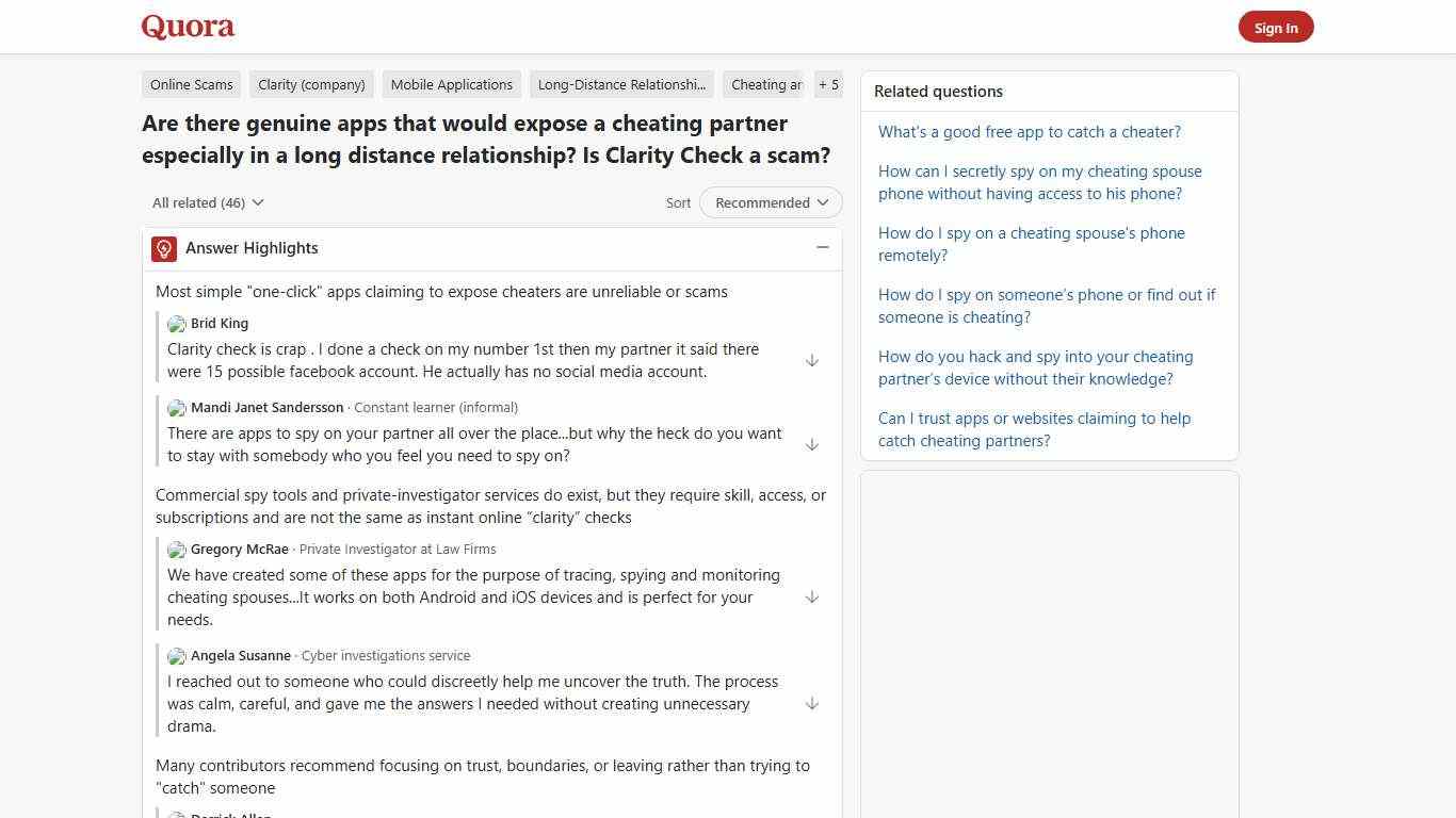 Are there genuine apps that would expose a cheating partner especially in a long distance relationship? Is Clarity Check a scam? - Quora